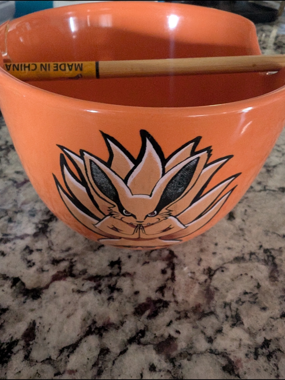 Naruto Orange Anime Fox Ceramic Bowl With Chopsticks